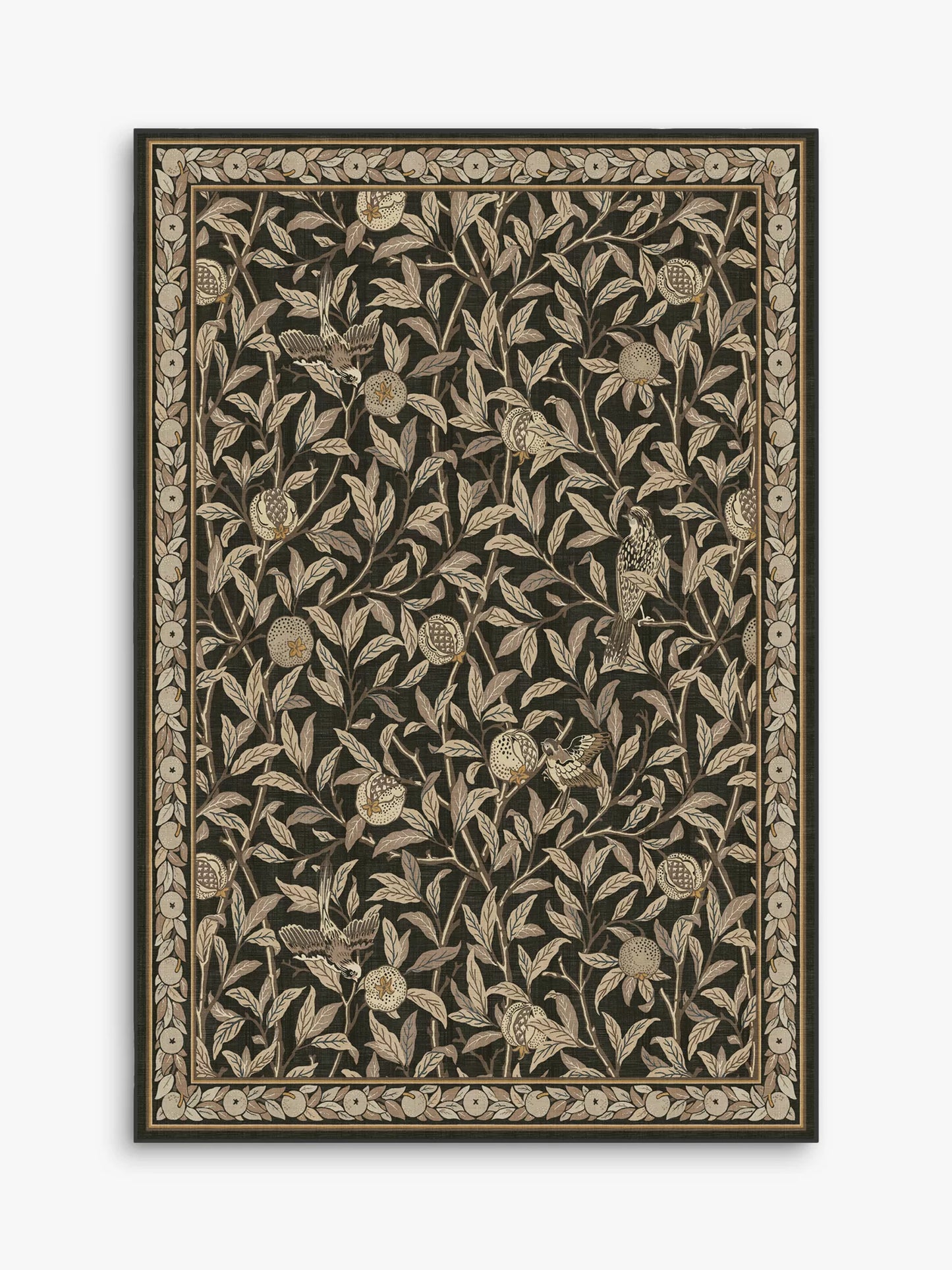 John Lewis Ruggable x Morris & Co. Bird & Pomegranate Rug, Soft Black, Runner L215 x W75cm,  RRP £189