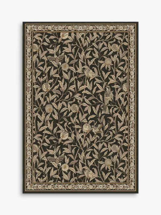 John Lewis Ruggable x Morris & Co. Bird & Pomegranate Rug, Soft Black, Runner L215 x W75cm,  RRP £189
