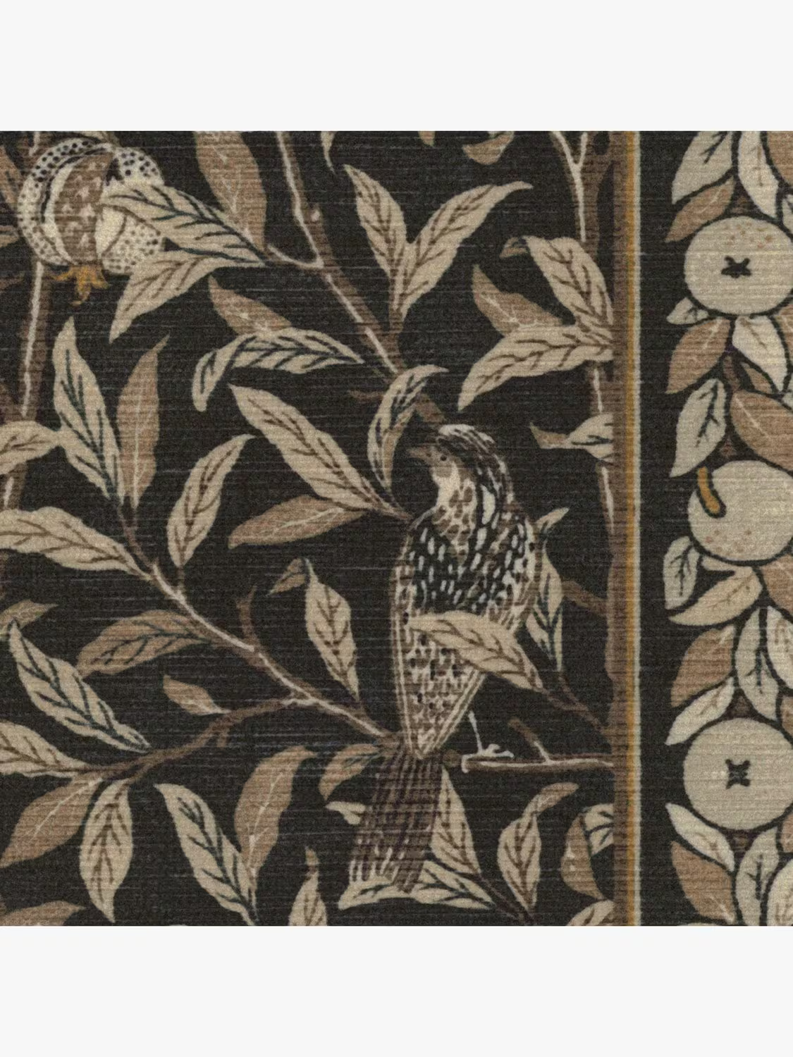 John Lewis Ruggable x Morris & Co. Bird & Pomegranate Rug, Soft Black, Runner L215 x W75cm,  RRP £189