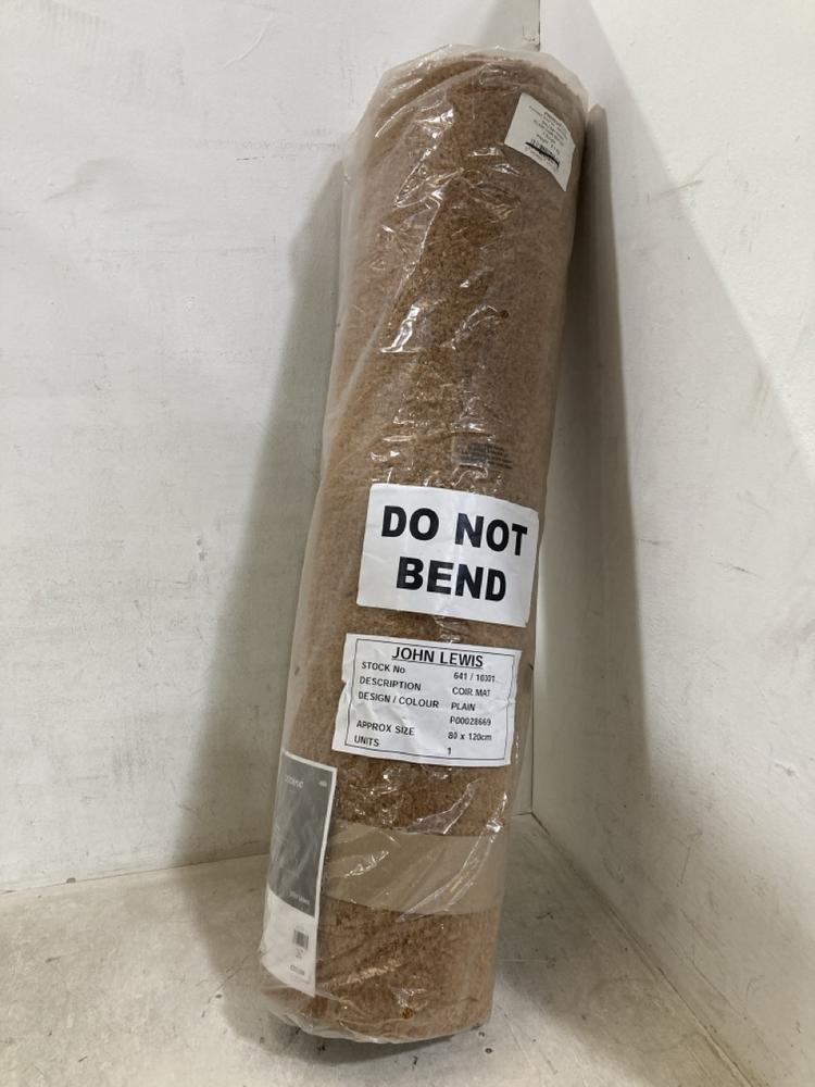 John Lewis Plain Coir Door Mat, Natural L80 x W120 cm, RRP £35