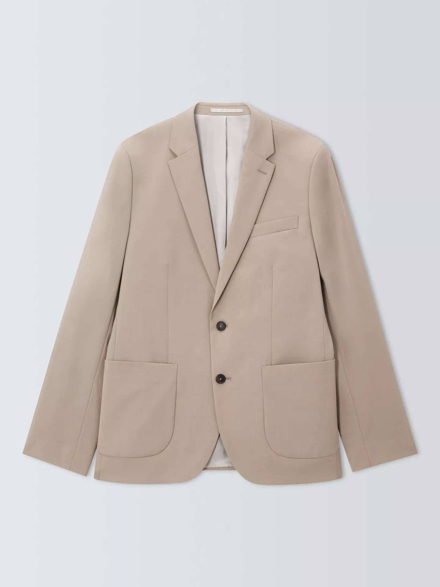 John Lewis Single Breasted Slim Fit Wool Blend Suit Jacket Size 46R, Beige, RRP £130