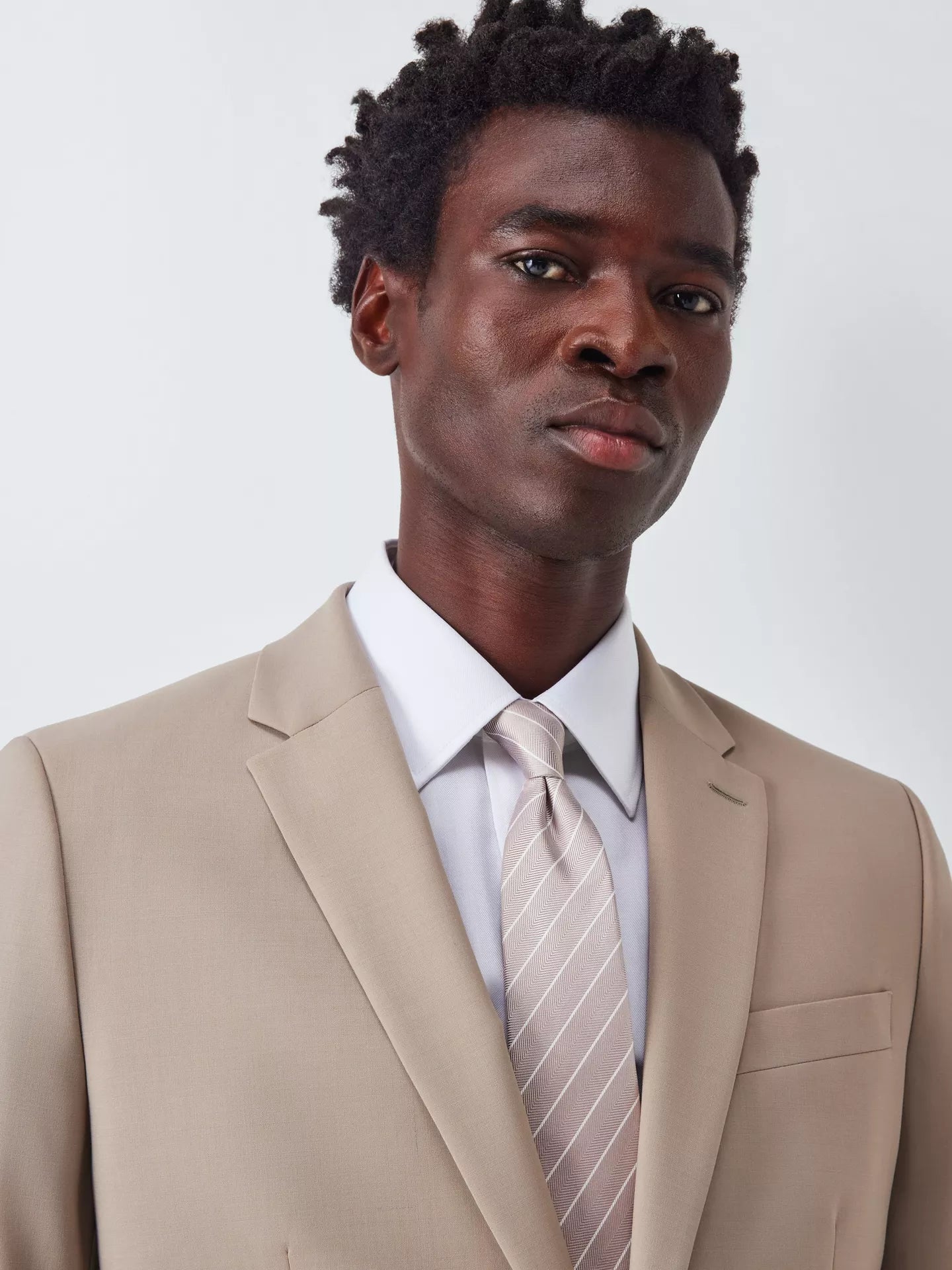 John Lewis Single Breasted Slim Fit Wool Blend Suit Jacket Size 46R, Beige, RRP £130