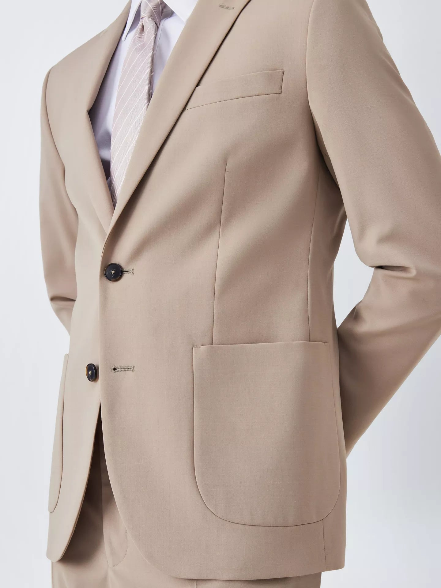 John Lewis Single Breasted Slim Fit Wool Blend Suit Jacket Size 46R, Beige, RRP £130