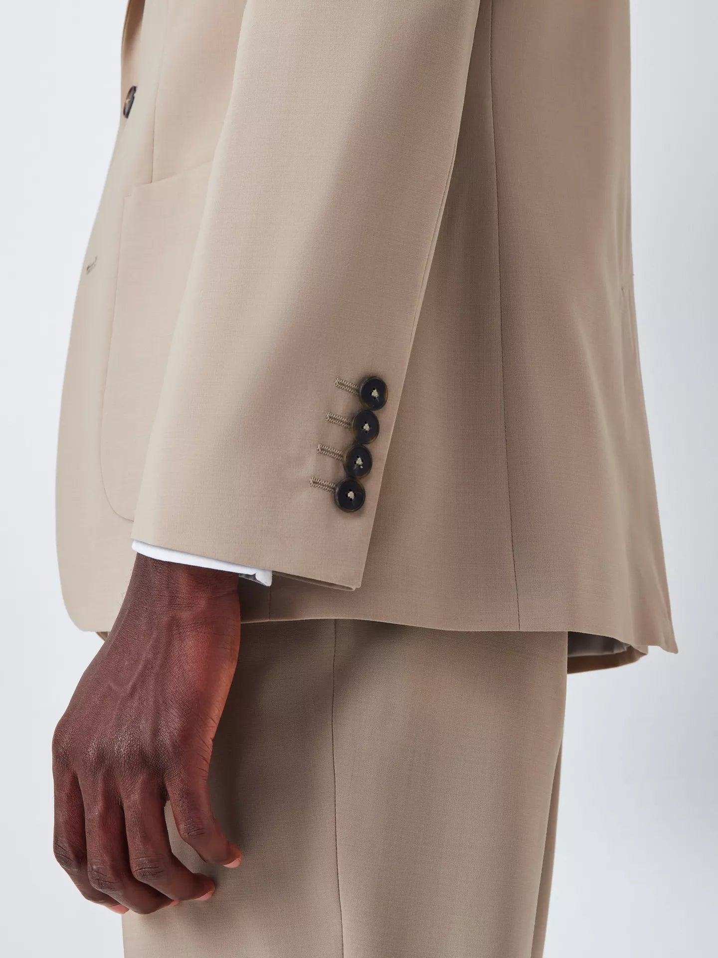 John Lewis Single Breasted Slim Fit Wool Blend Suit Jacket Size 46R, Beige, RRP £130