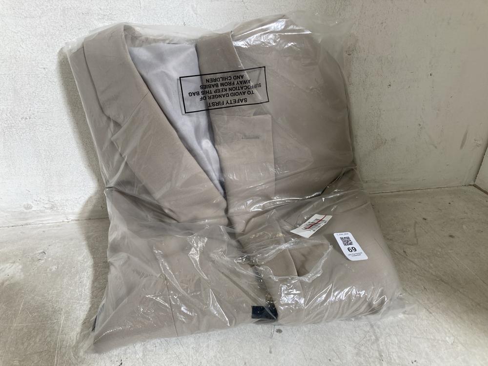 John Lewis Single Breasted Slim Fit Wool Blend Suit Jacket Size 46R, Beige, RRP £130