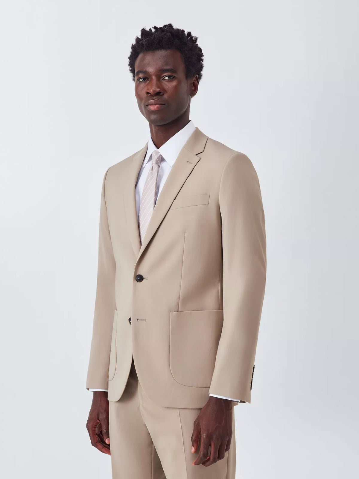 John Lewis Single Breasted Slim Fit Wool Blend Suit Jacket Size 46R, Beige, RRP £130