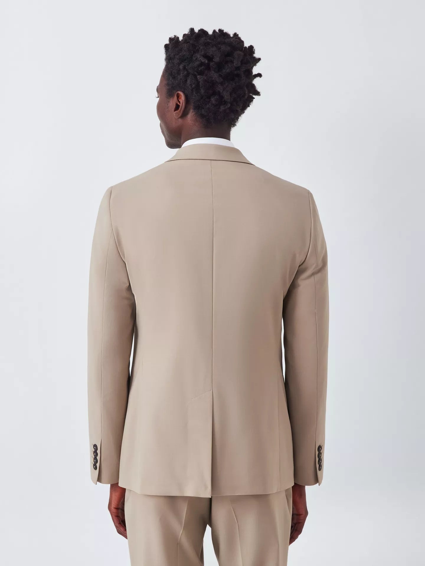 John Lewis Single Breasted Slim Fit Wool Blend Suit Jacket Size 46R, Beige, RRP £130