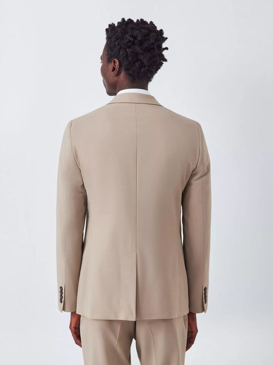 John Lewis Single Breasted Slim Fit Wool Blend Suit Jacket Size 46R, Beige, RRP £130